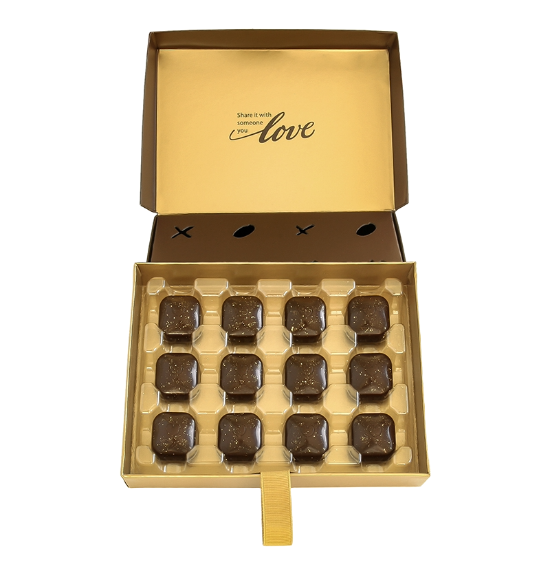 Gold Dusted Caramel Filled Dark Chocolates Gift Box - Chocolove - Premium  Chocolate