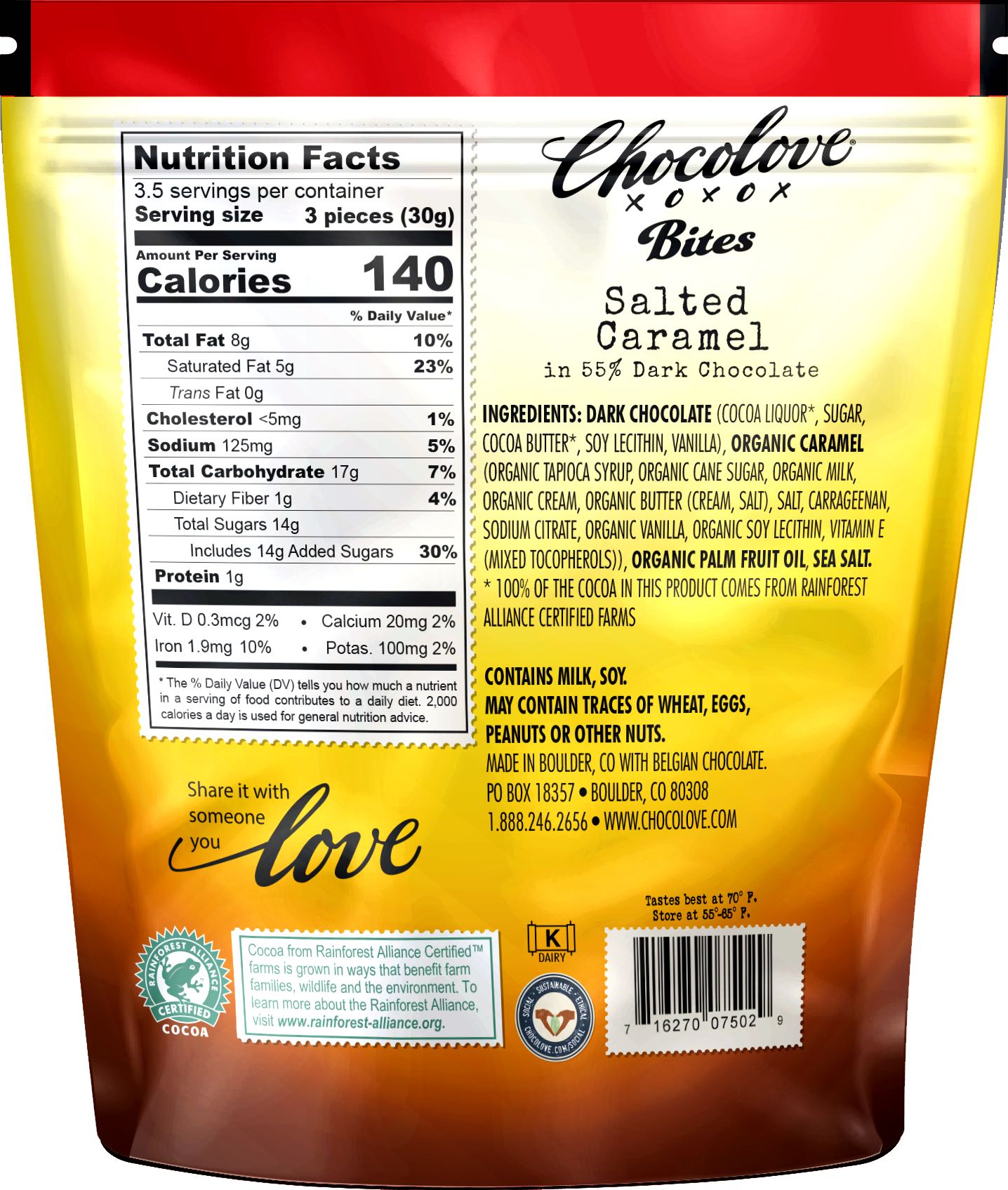 Bites Salted Caramel Dark Chocolate Chocolove