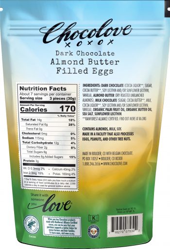 Chocolove Dark Chocolate Almond Butter Filled Eggs Spring BACK
