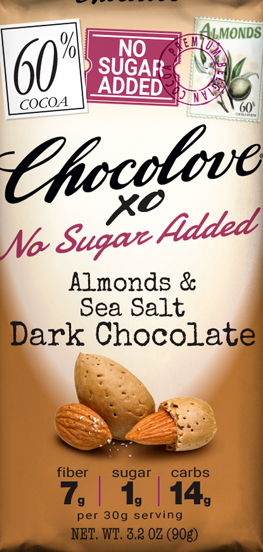 XO Almonds & Sea Salt in 60% Dark Chocolate (No Sugar Added