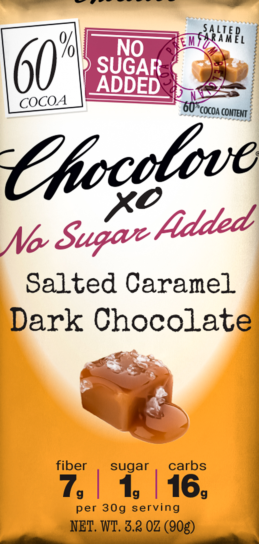 XO Salted Caramel in 60% Dark Chocolate (No Sugar Added)