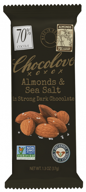 Mini Almonds & Sea Salt in Strong Dark Chocolate