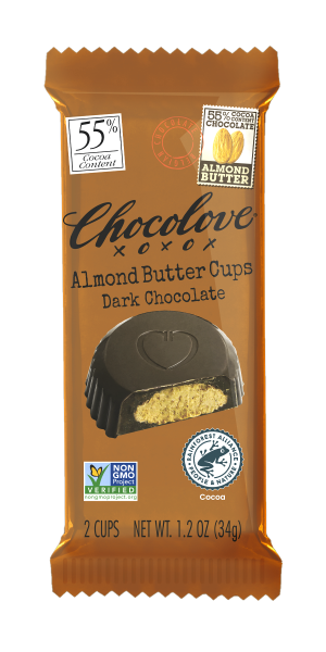Chocolove Vertical 2pk Cups Almond Butter Dark Chocolate