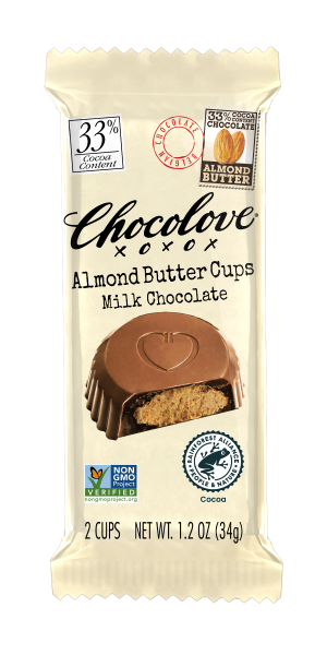 Chocolove Vertical 2pk Cups Almond Butter Milk Chocolate