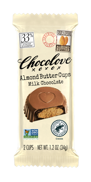 Chocolove Vertical 2pk Cups Almond Butter Milk Chocolate