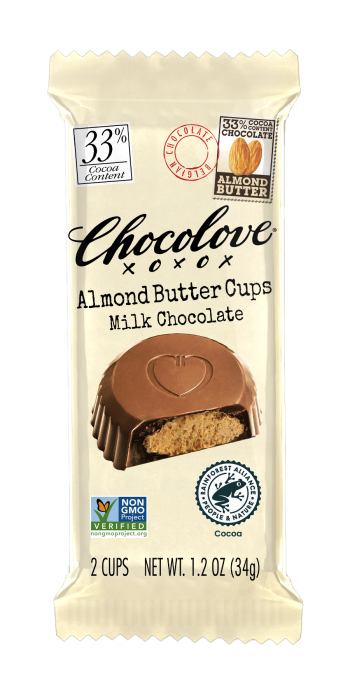 Chocolove Vertical 2pk Cups Almond Butter Milk Chocolate