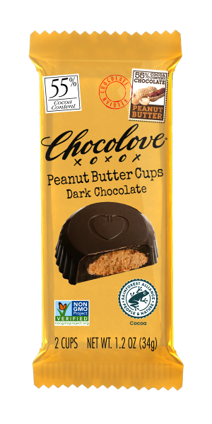 Chocolove Vertical 2pk Cups Peanut Butter Dark Chocolate