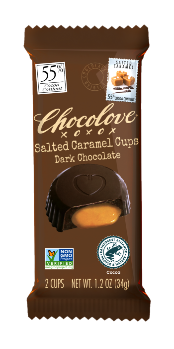 Chocolove Vertical 2pk Cups Salted Caramel Dark Chocolate