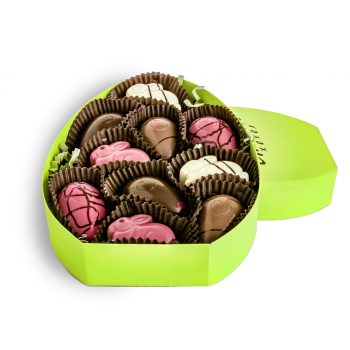 Green Easter Eggs Box angled front view open