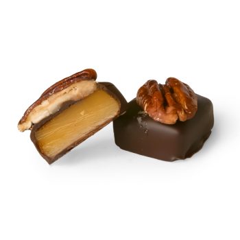 Chocolove Caramel & Nut Lovers Gift Box: Elegant Handmade Delights - Caramel and Pecan Cross section