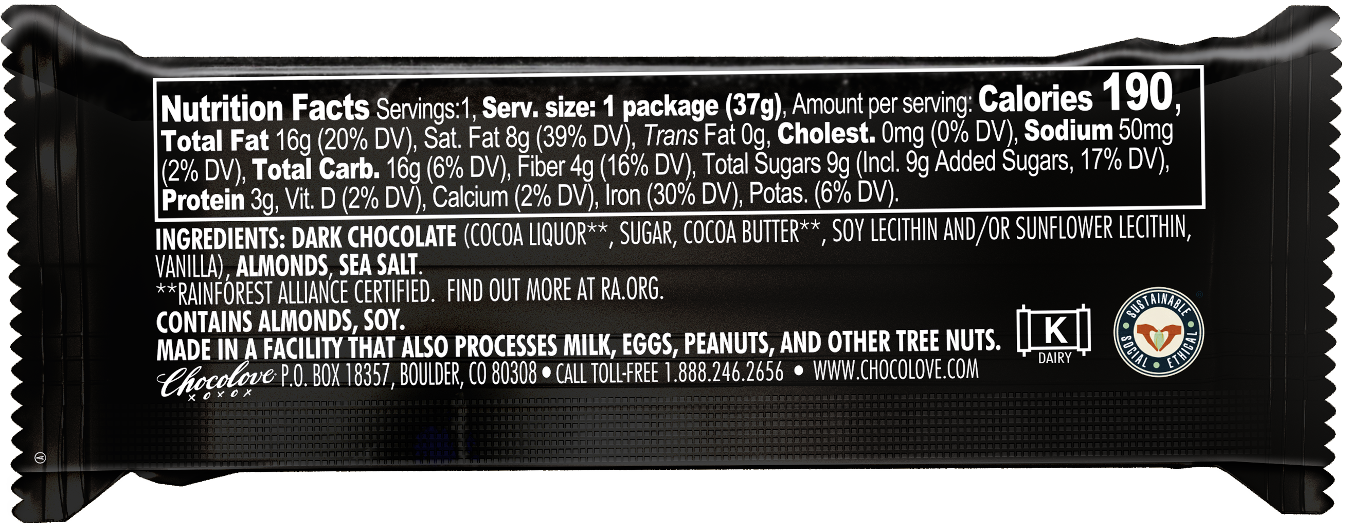 Mini Almonds & Sea Salt in Strong Dark Chocolate - Chocolove - Premium  Chocolate