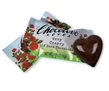 Unwrapped Heart Bite with Individual Wrappers - Chocolove Valentine's Very Cherry in Dark Chocolate Hearts Bites