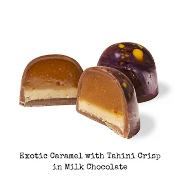 Chocolove Exotic Fruits Bonbon Collection - Exotic Caramel with Tahini Crisp in Milk Chocolate