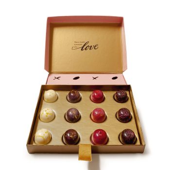 Chocolove Exotic Fruits Bonbon Collection in pink gift box