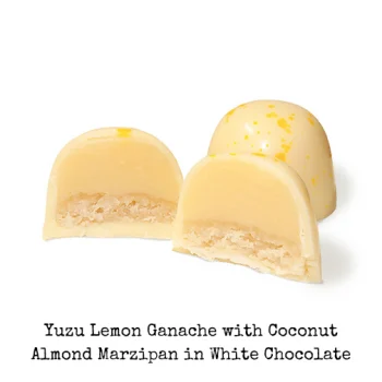 Chocolove Exotic Fruits Bonbon Collection - Yuzu Lemon Ganache with Coconut Almond Marzipan in White Chocolate
