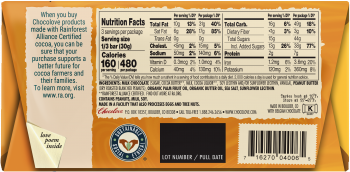 Chocolove Salted Peanut Butter in Milk Chocolate Filled Bar Wrapper Backside