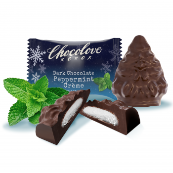 Chocolove Limited Release Peppermint Creme in Dark Chocolate Tree-Shaped Holiday Bites
