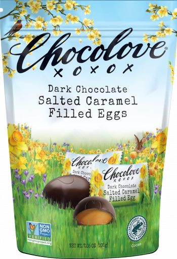 Chocolove Limited Release Easter Seasonal Egg-Shaped Bites in Dark Chocolate Salted Caramel Filled Eggs
