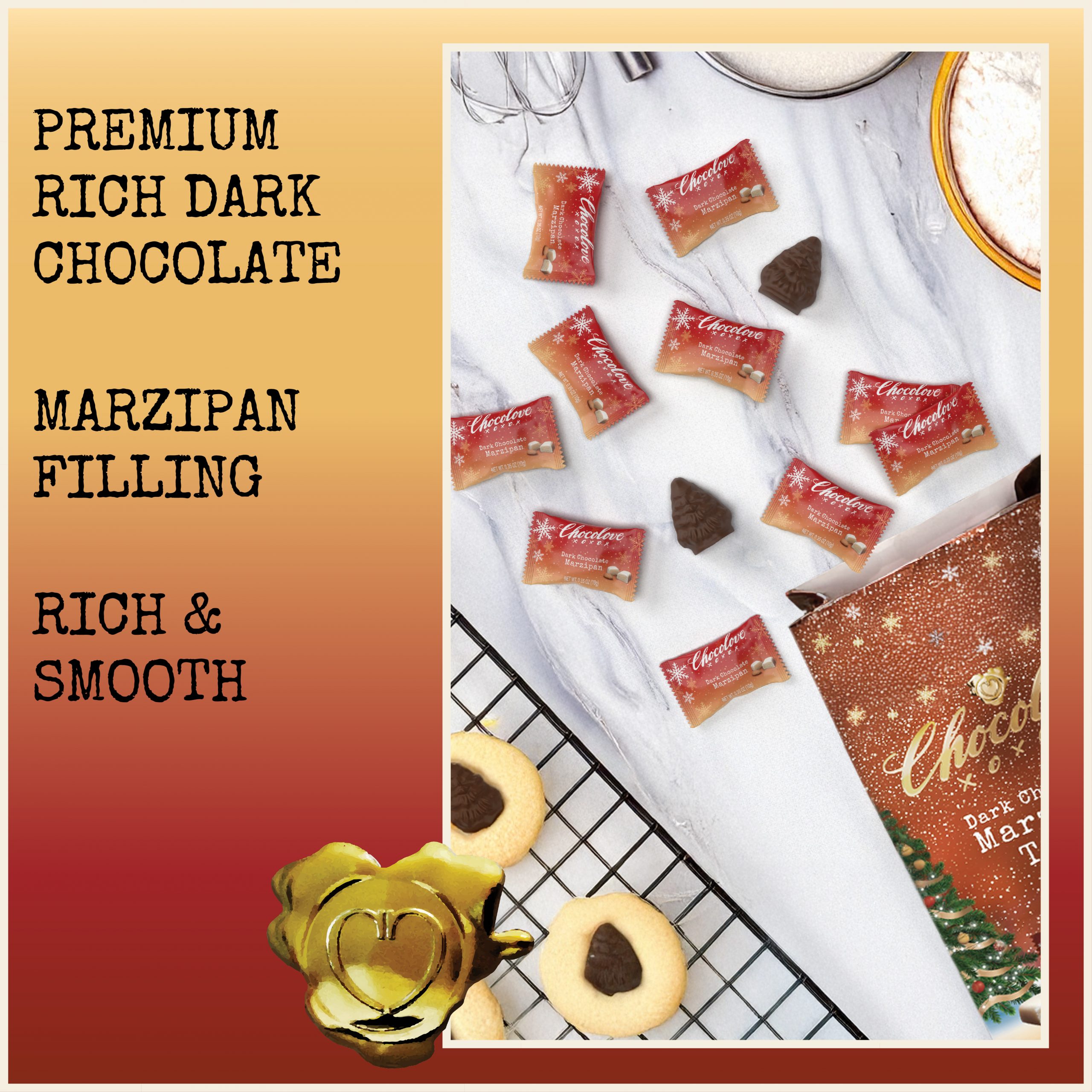 Marzipan in Dark Chocolate Holiday Bites - Chocolove - Premium