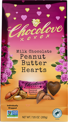 Peanut Butter in Milk Chocolate heart shaped bites